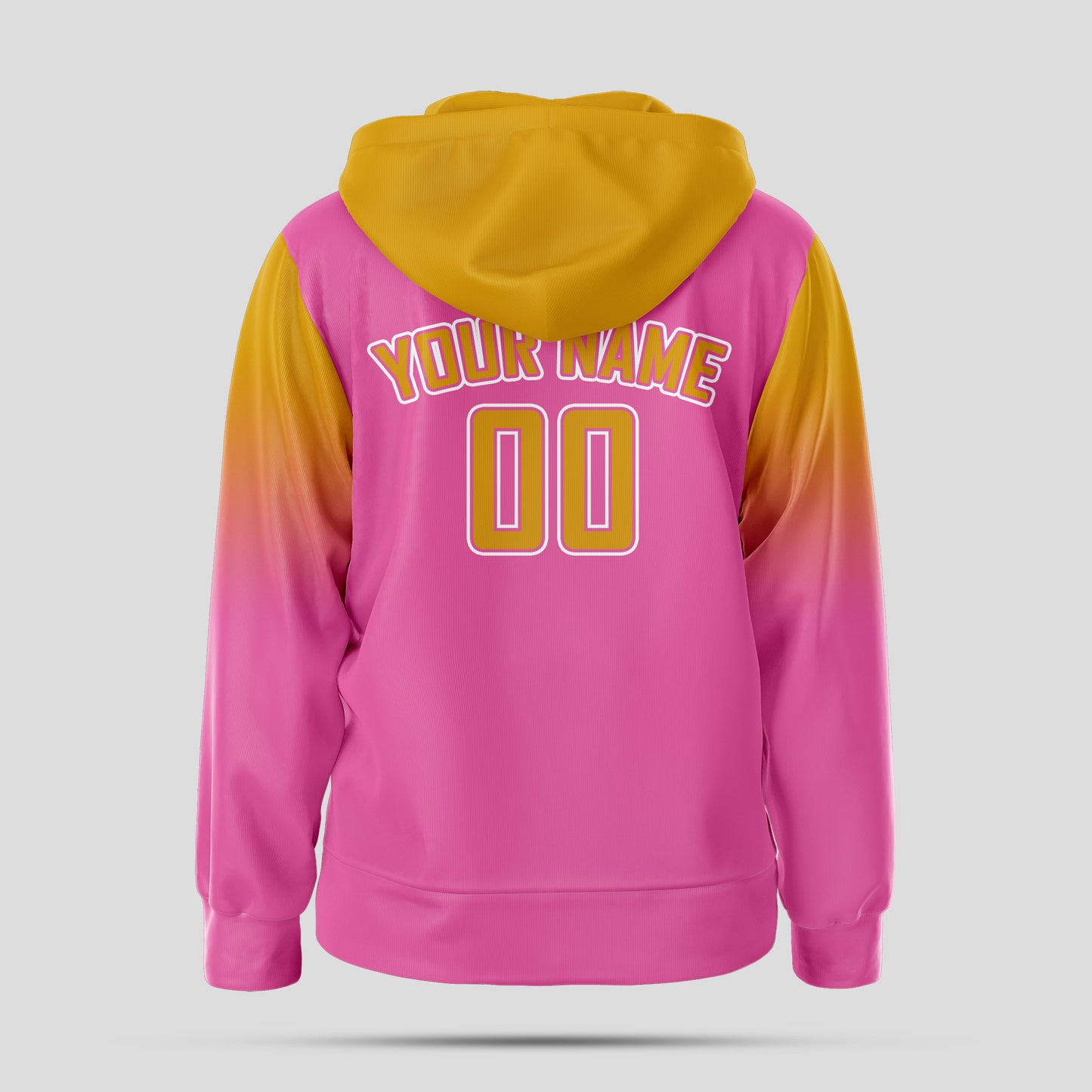 Custom Design Men's Quality Pink and Yellow Pullover Sweatshirt Hoodie