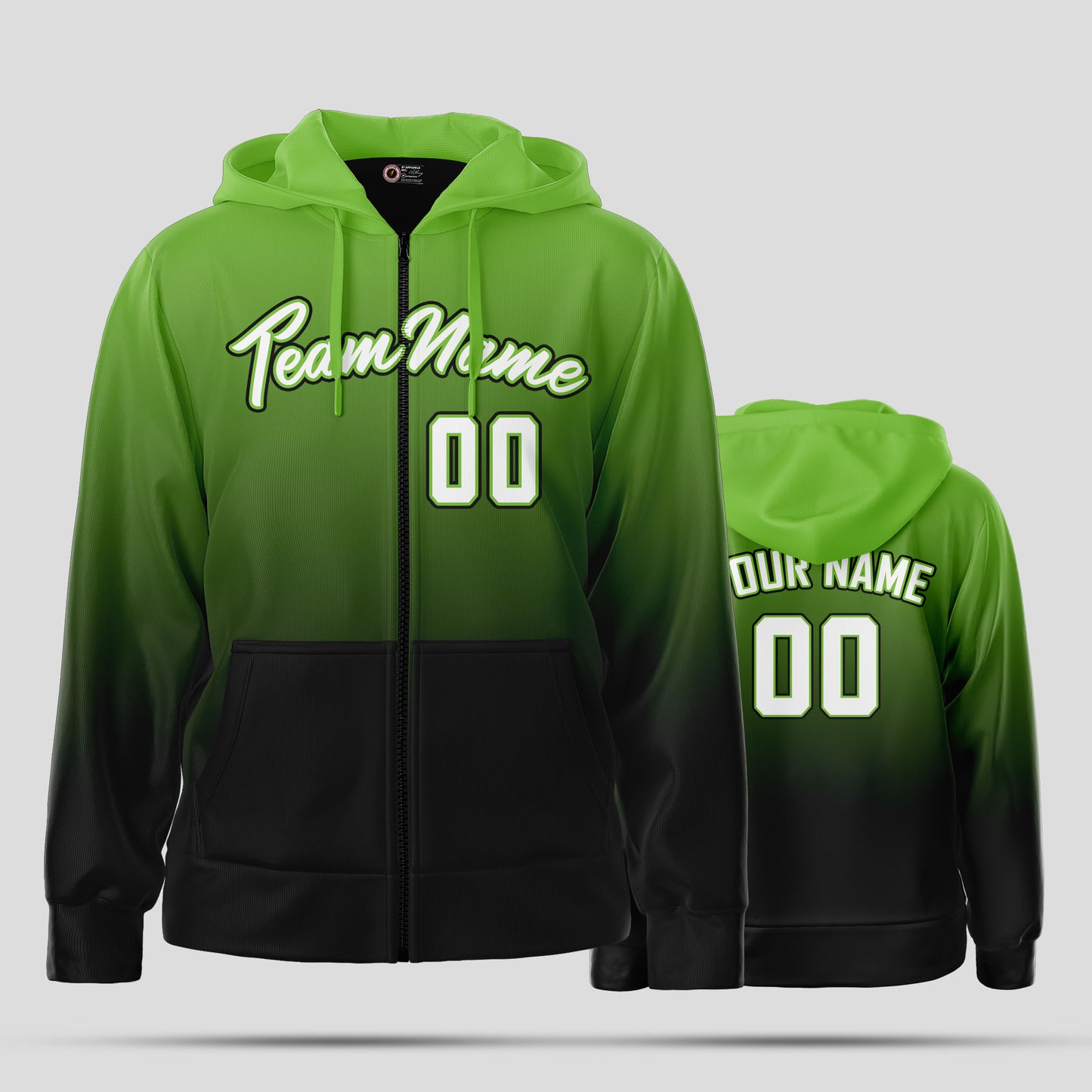 Custom Neon Green, Black, and White Pullover Hoodie Sweatshirts