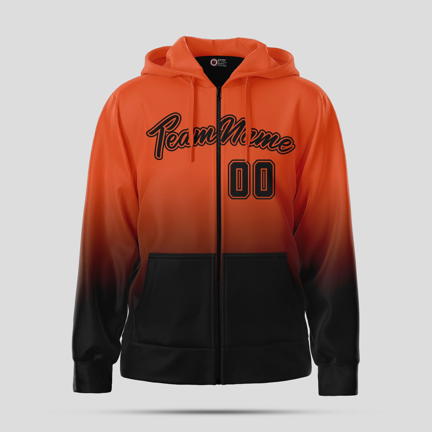 Custom Design Orange and Black Pullover Hoodie Sweatshirt