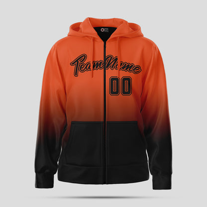 Custom Design Orange and Black Pullover Hoodie Sweatshirt