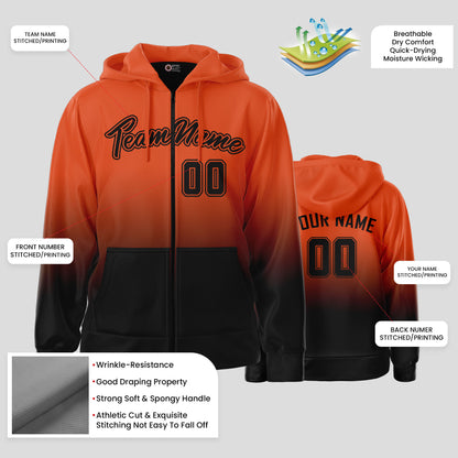 Custom Design Orange and Black Pullover Hoodie Sweatshirt