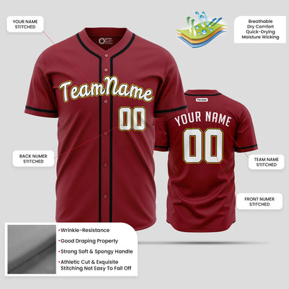 Custom Fashion Maroon & White Authentic Baseball Jersey