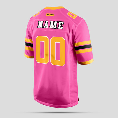 Custom Fashion-Quality Mesh Light Pink, Gold, and Black Football Jersey – Personalized for Ultimate Style and Performance