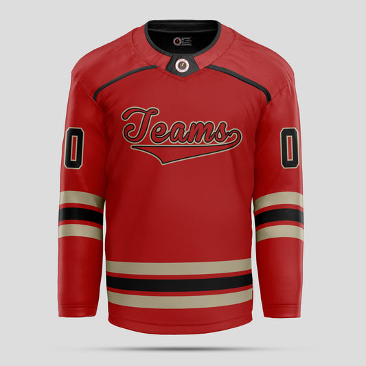 Custom Fashion Quality Red and Old Gold Hockey Jersey – Premium & Stylish