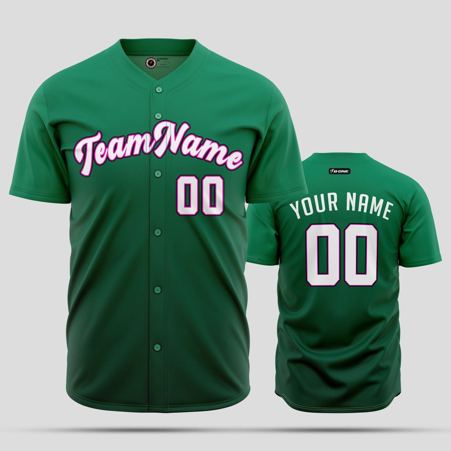 Custom Gradient Kelly Green Red White Baseball Jersey