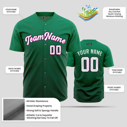 Custom Gradient Kelly Green Red White Baseball Jersey