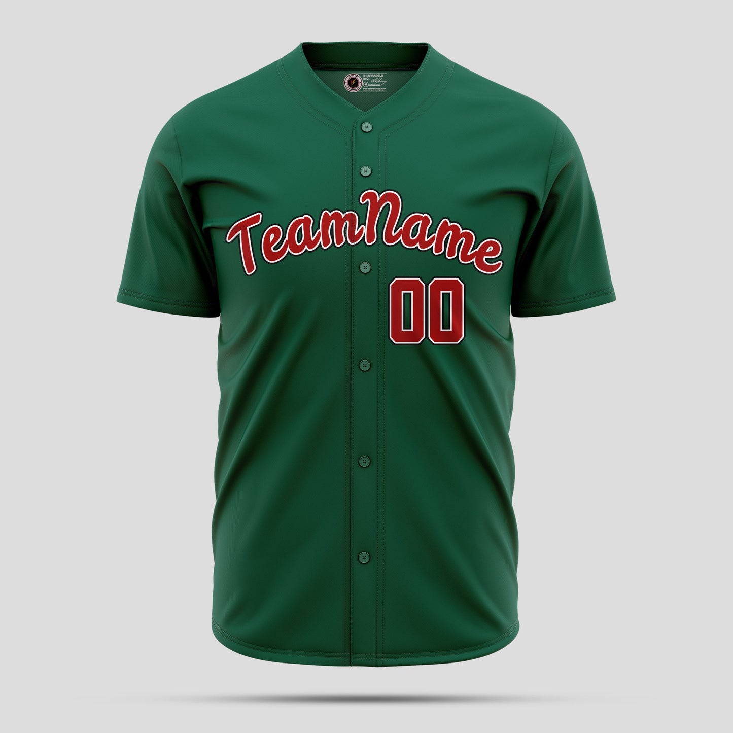 Custom Gradient Kelly Green Red White Baseball Jersey