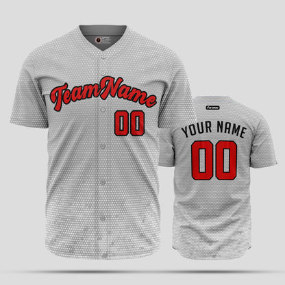 Custom Gray Dot Pattern Red Baseball Jersey