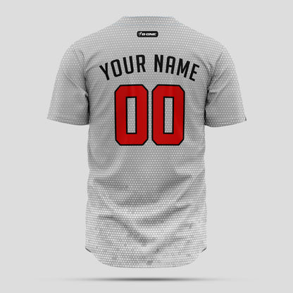 Custom Gray Dot Pattern Red Baseball Jersey