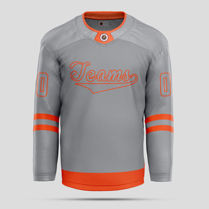 Custom Gray and Orange Streetwear Hockey Jersey – Trendy & Personalized