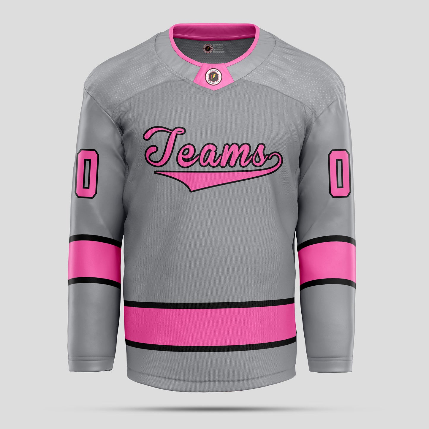 Custom Gray and Pink Authentic Hockey Jersey – Premium Personalized Gear