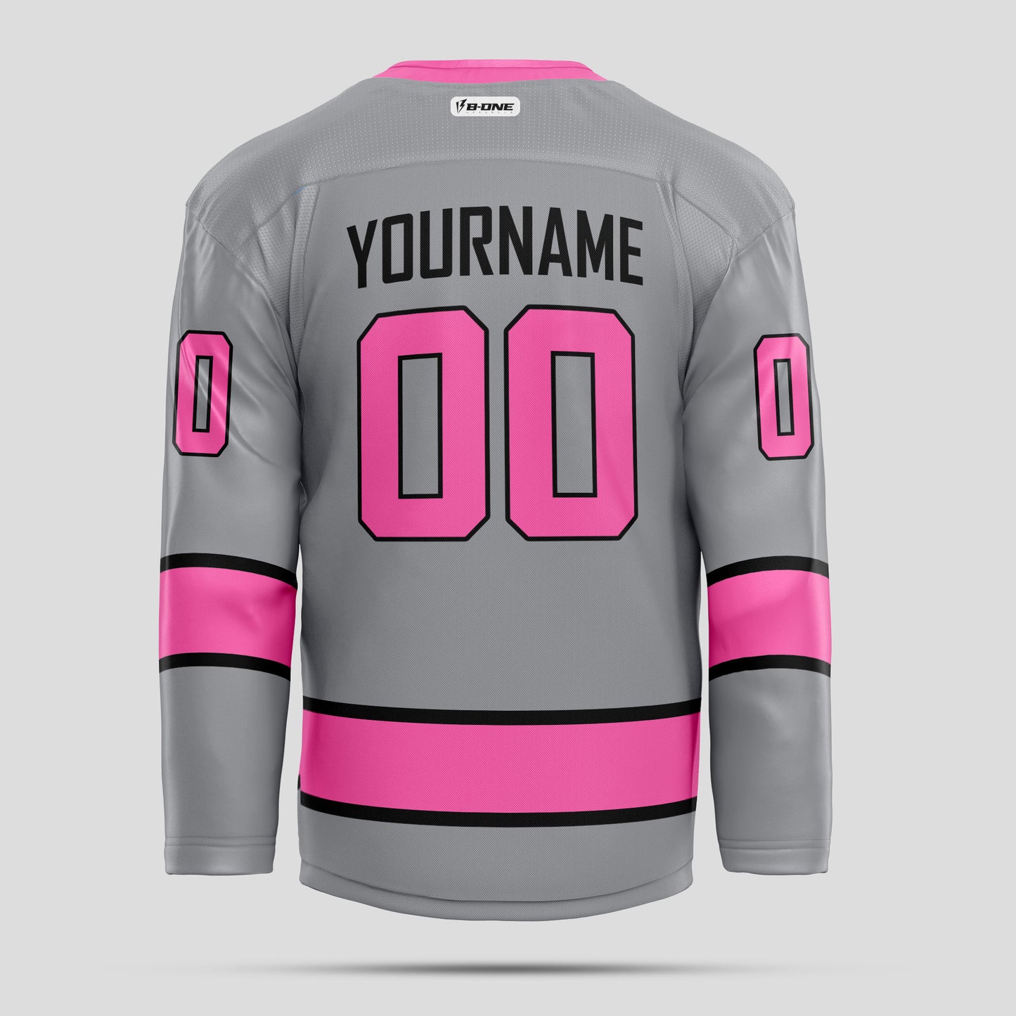 Custom Gray and Pink Authentic Hockey Jersey – Premium Personalized Gear