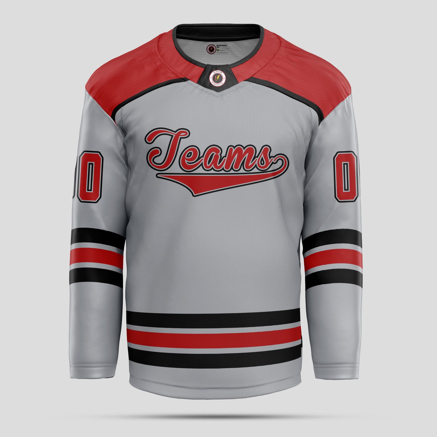 Custom Gray, Red, and Black Street Hockey Jersey – Personalized Performance Gear