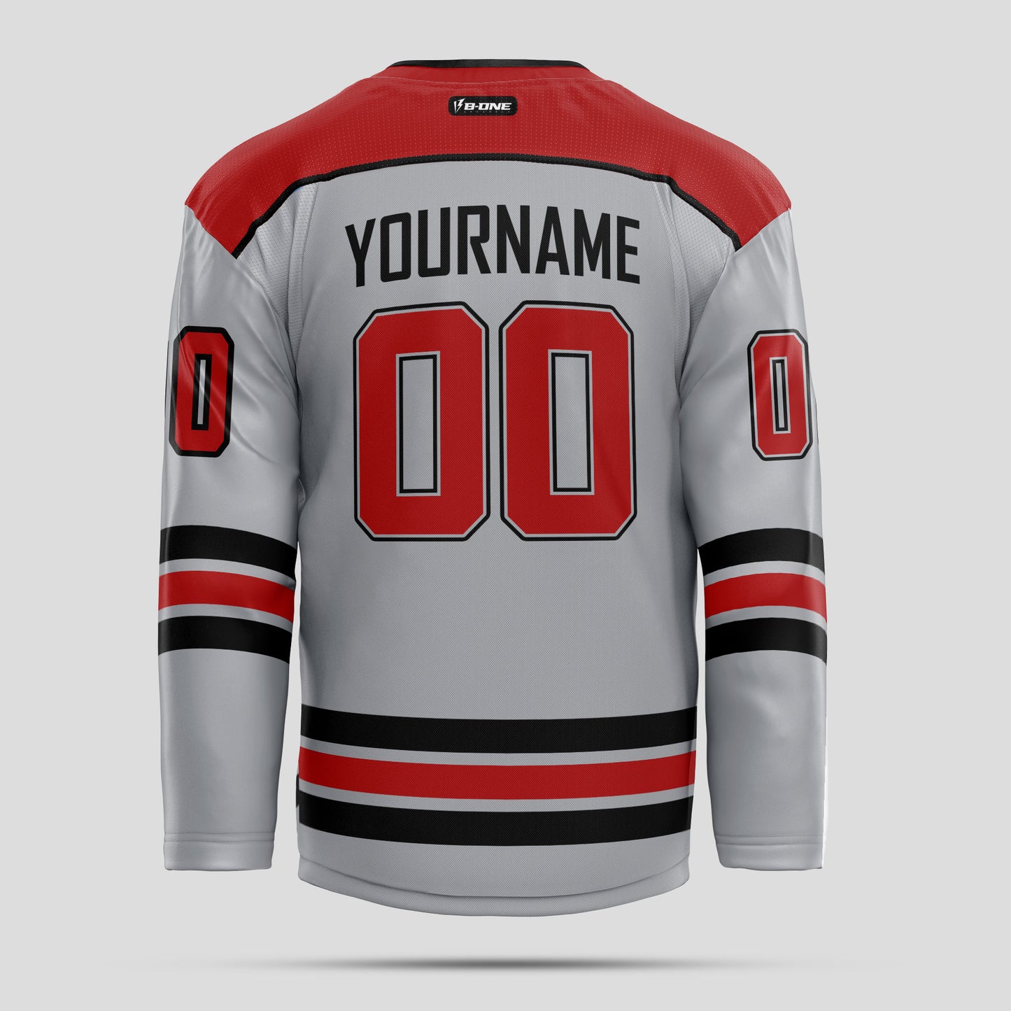 Custom Gray, Red, and Black Street Hockey Jersey – Personalized Performance Gear