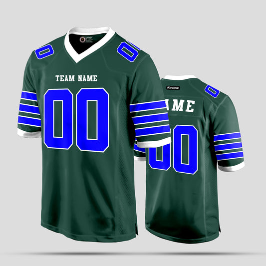 Custom Authentic Green and Light Blue Football Jersey with Personalized Design