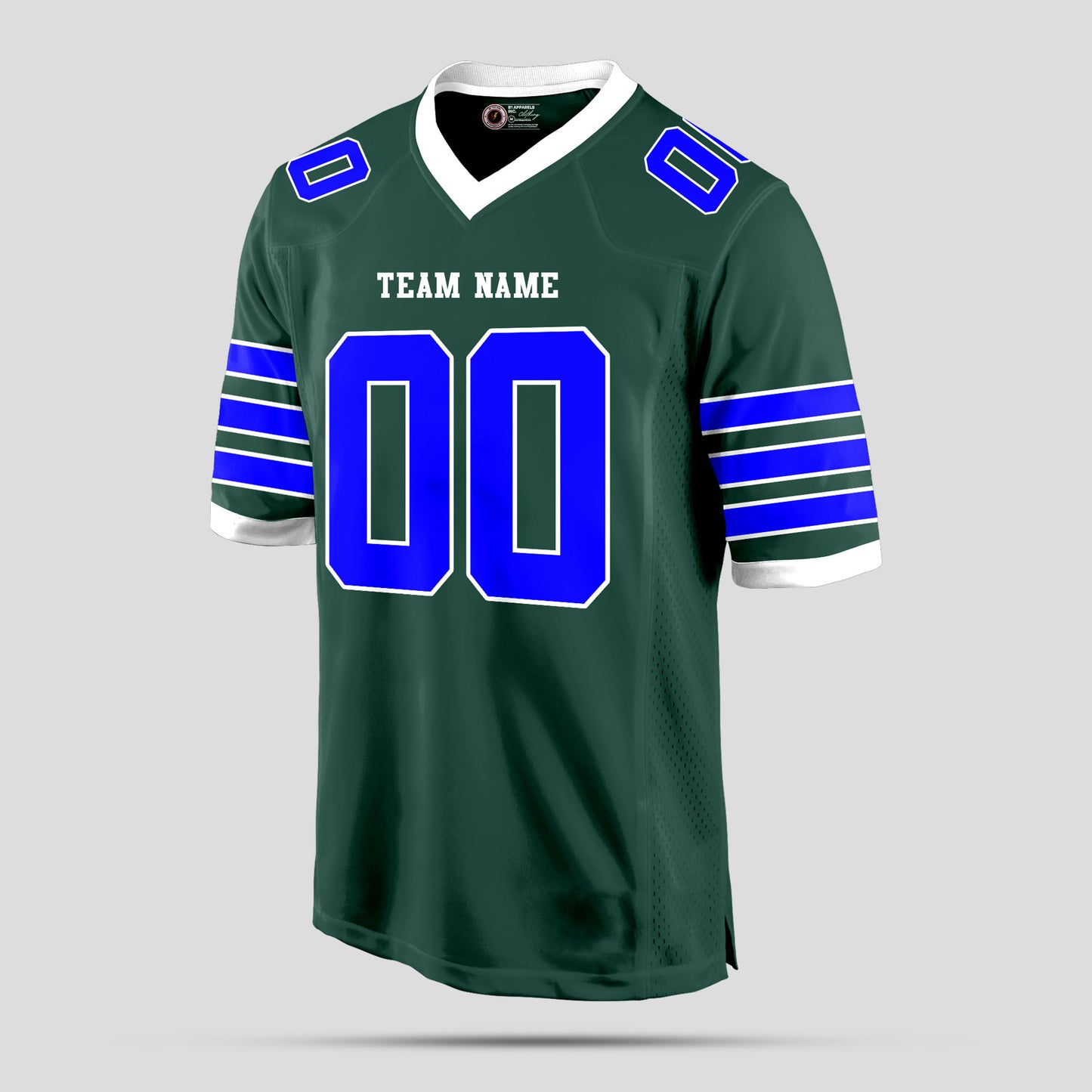 Custom Authentic Green and Light Blue Football Jersey with Personalized Design