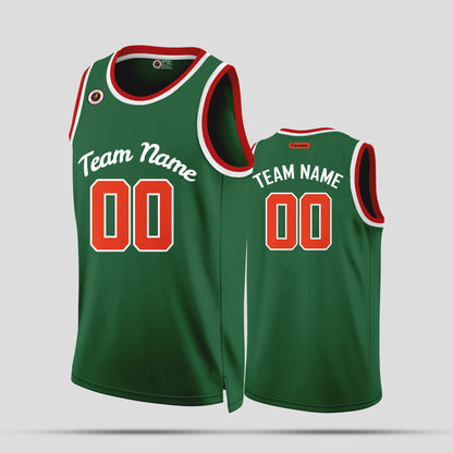 Custom Green, Orange, and White Basketball Jerseys – Club Team Uniforms