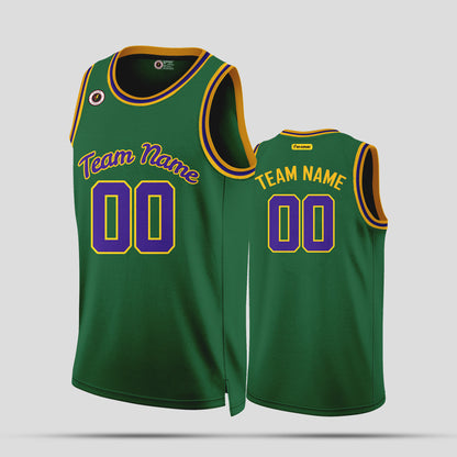 Custom Green, Purple, and Yellow Basketball Jerseys – Vibrant Team Uniforms