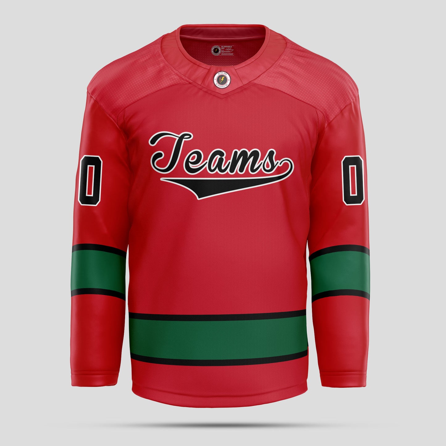 Custom Green and Red Hockey Jersey – Vibrant & Personalized Design