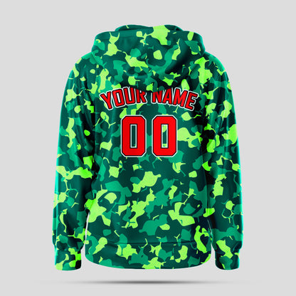 Custom Green Red Pullover Hoodie Sweatshirt