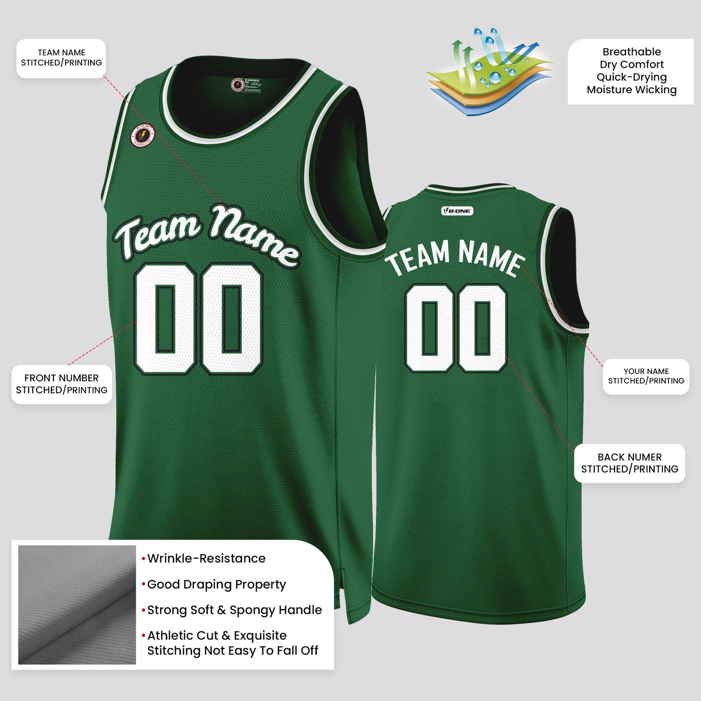 Custom Green and White Basketball Jerseys – Club Team Uniforms