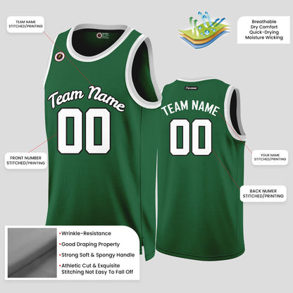 Custom Green and White Basketball Jerseys – Club Team Number Uniforms