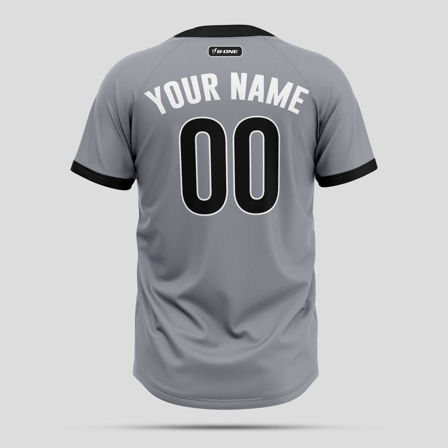 Custom Grey and Black Premium Two-Button Baseball Jersey