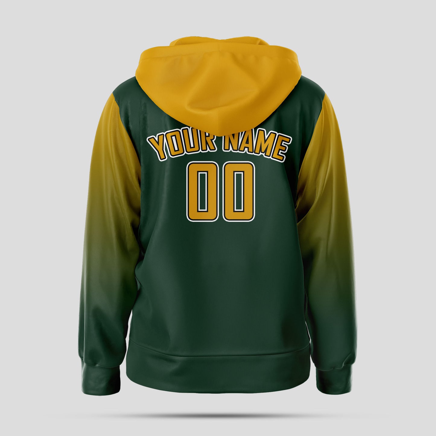 Custom High Quality Green Yellow Pullover Hoodie Sweatshirt