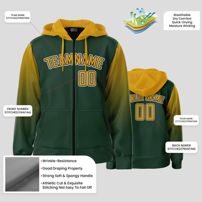 Custom High Quality Green Yellow Pullover Hoodie Sweatshirt