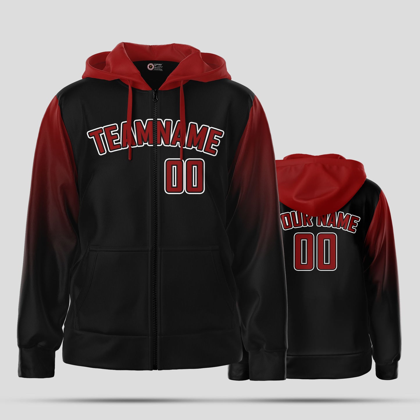 Custom High Quality Black Red White Pullover Hoodie Sweatshirt