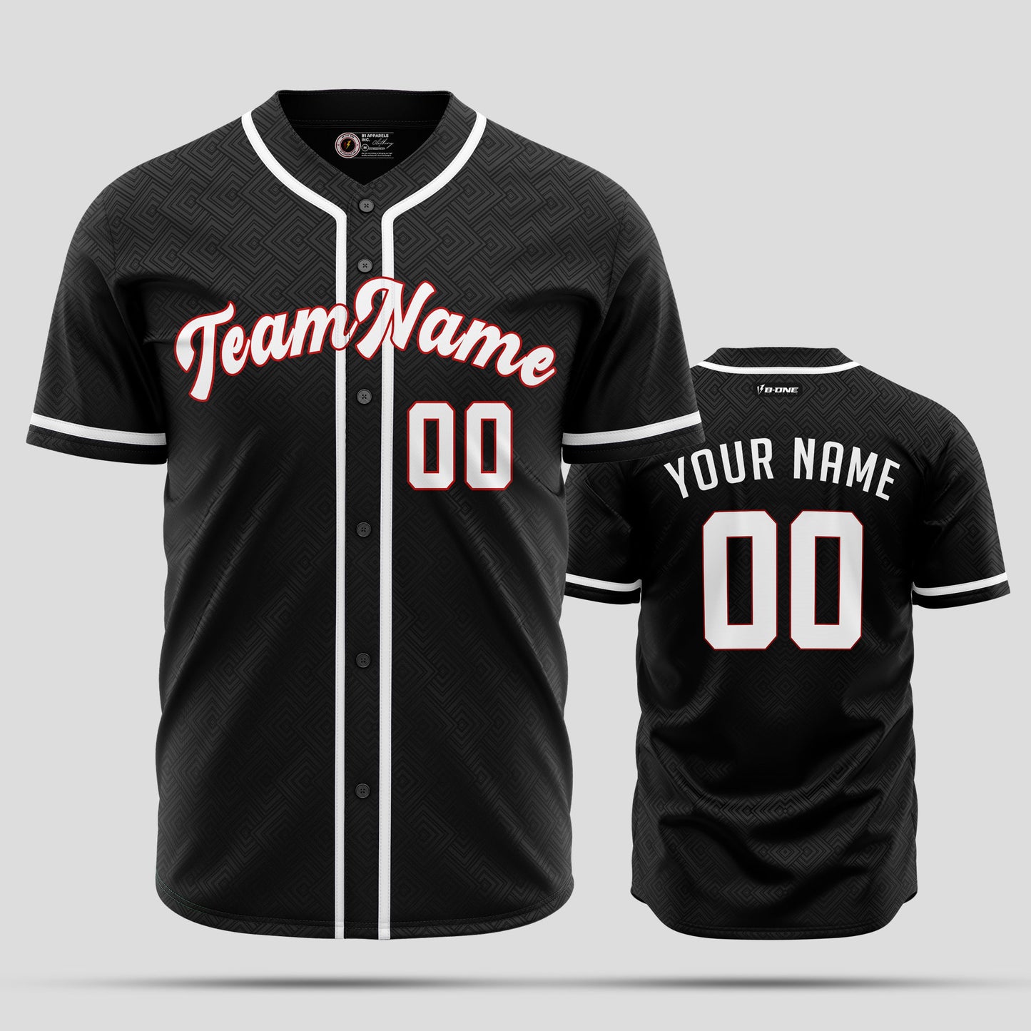 Custom High-Quality Black, White & Red Baseball Jersey