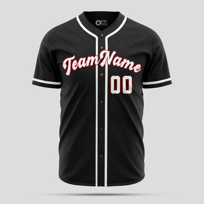 Custom High-Quality Black, White & Red Baseball Jersey