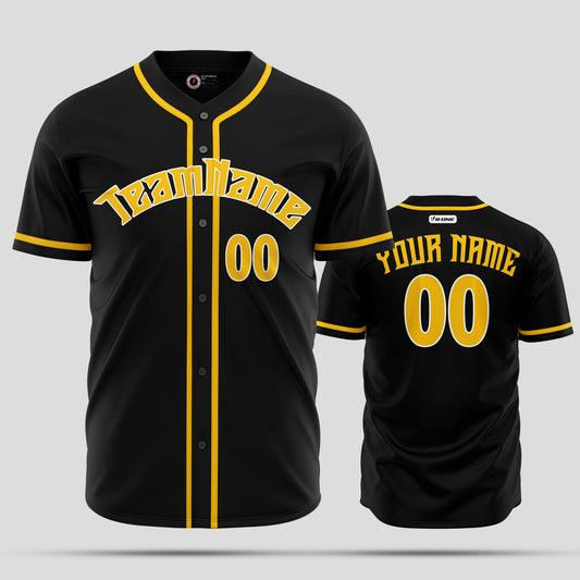 Custom High-Quality Black & Yellow Baseball Jersey