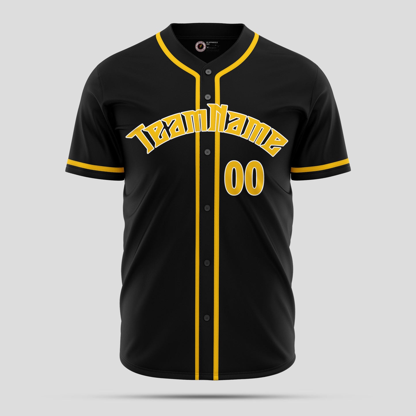 Custom High-Quality Black & Yellow Baseball Jersey