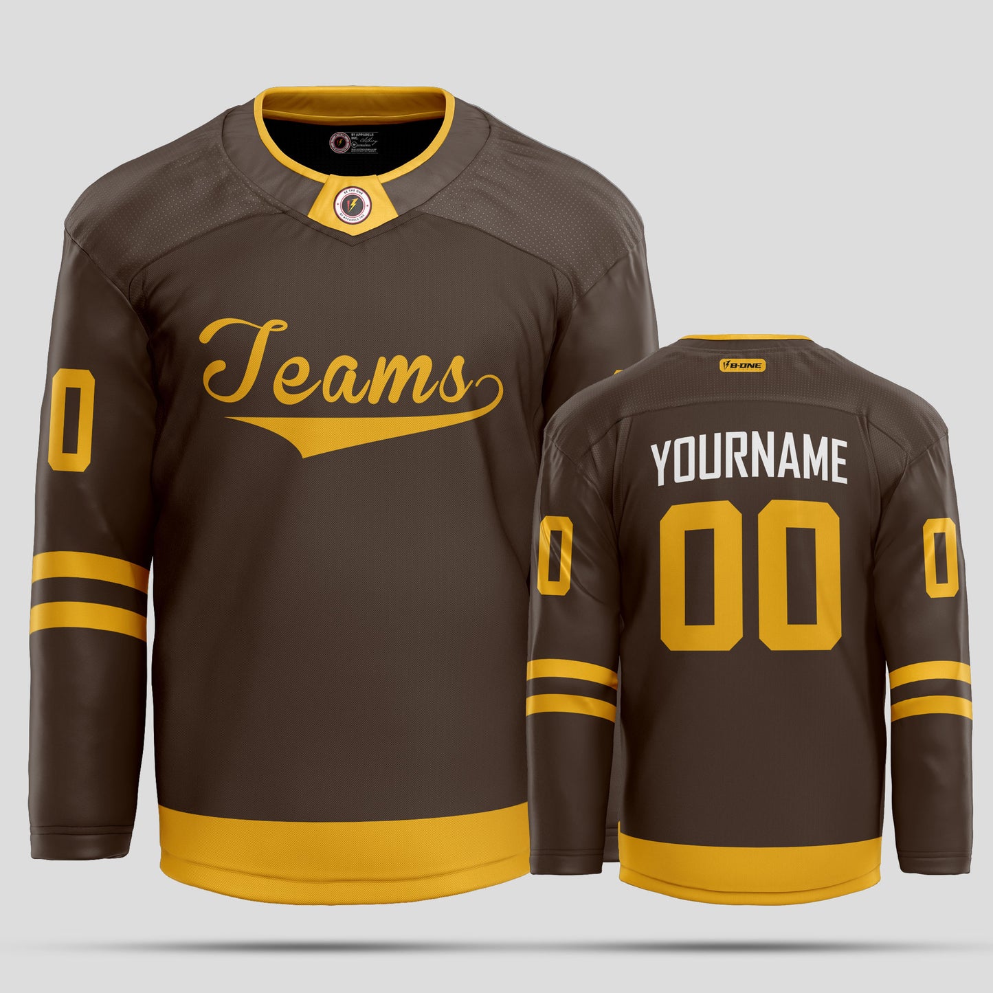 Custom High-Quality Brown and Gold Hockey Jersey