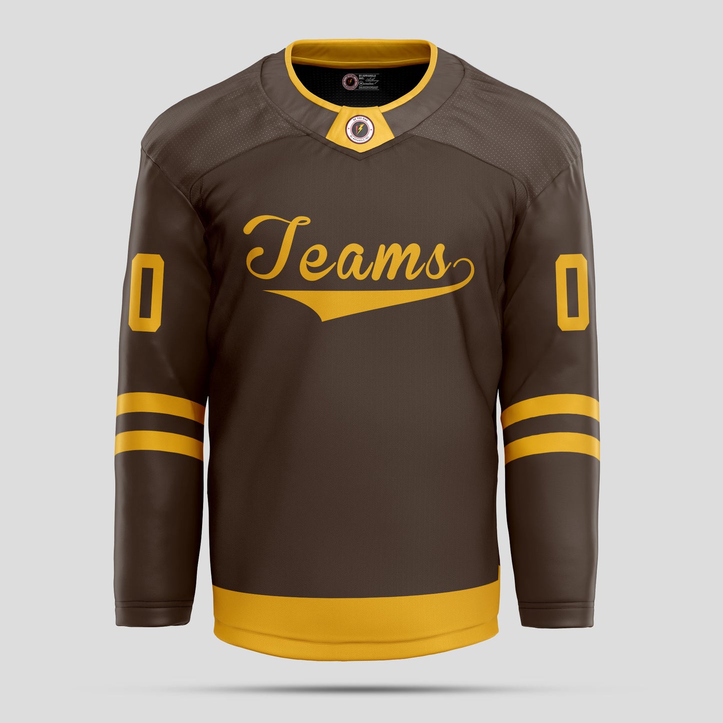 Custom High-Quality Brown and Gold Hockey Jersey