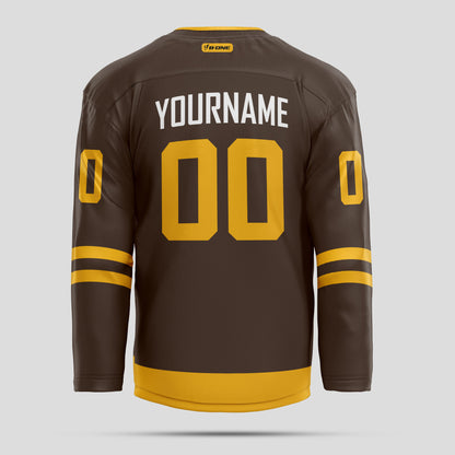 Custom High-Quality Brown and Gold Hockey Jersey