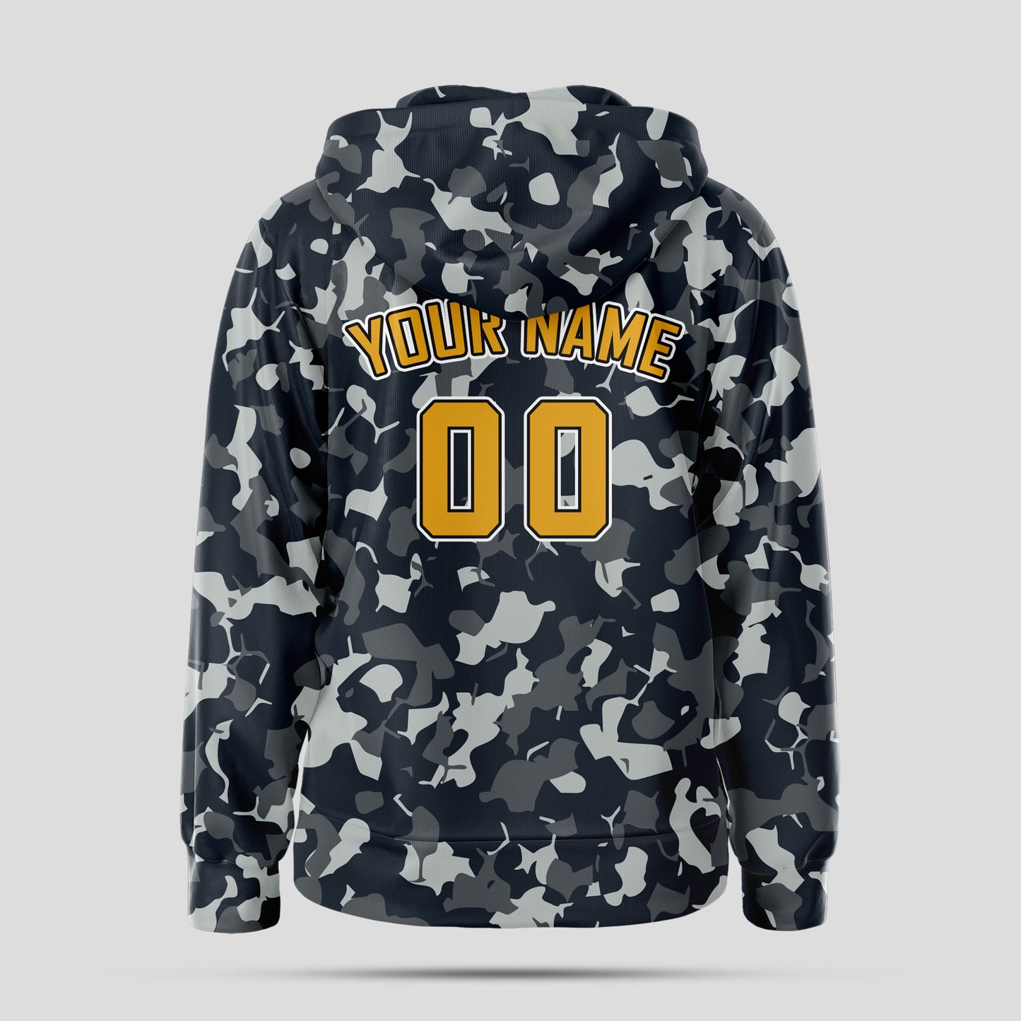 Custom High-Quality Camo Black & Yellow Pullover Hoodie Sweatshirt