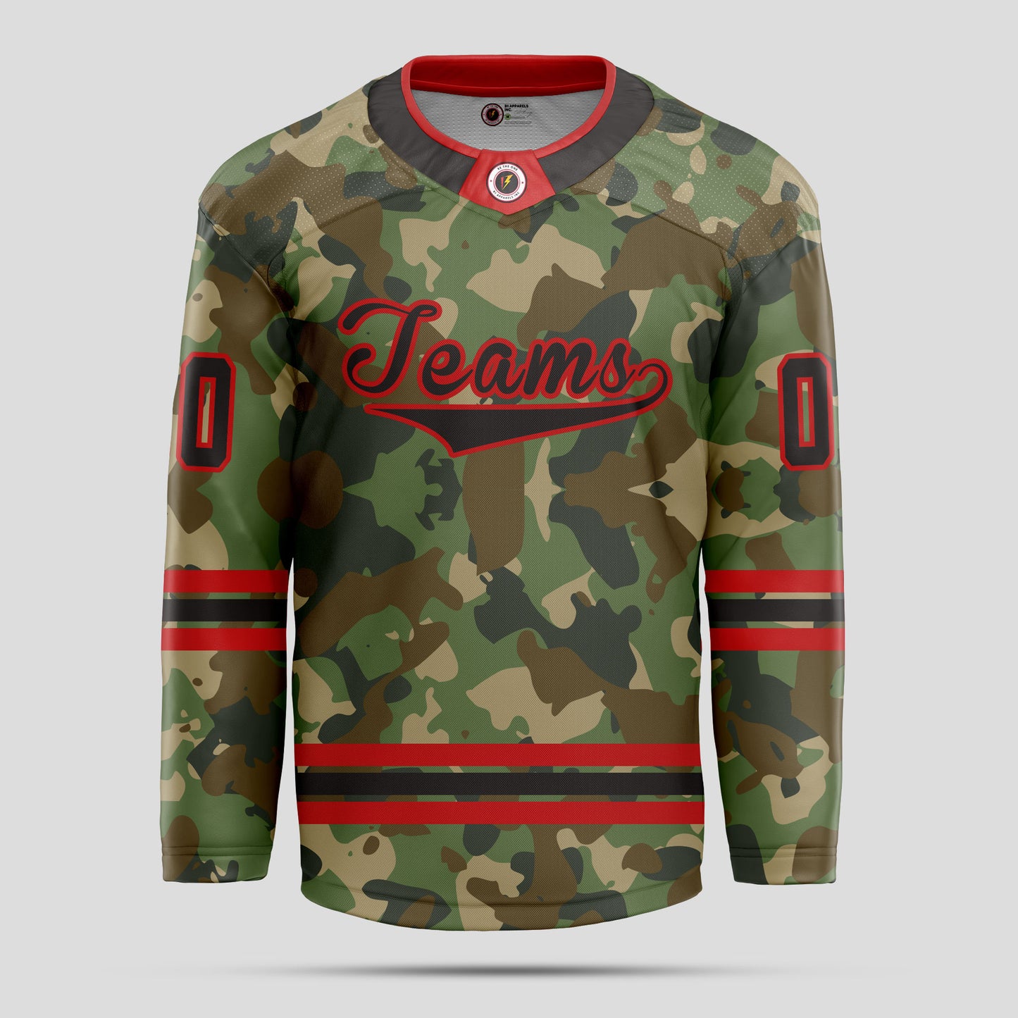 Custom High-Quality Red and Black Camo Hockey Jersey - Durable & Personalized