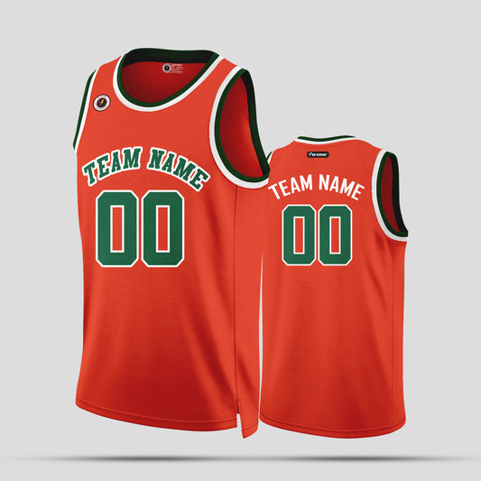 Custom High-Quality Orange and Green Basketball Jerseys – Club Team Uniforms