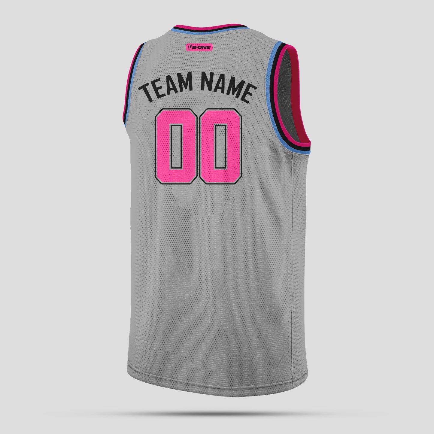 Custom High-Quality Gray and Light Pink Authentic Rib Knit Basketball Jersey