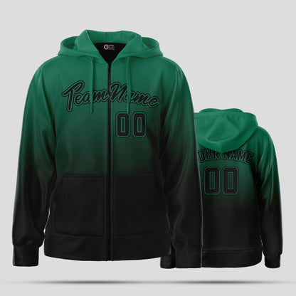 Custom High-Quality Green Black Pullover Hoodie Sweatshirt