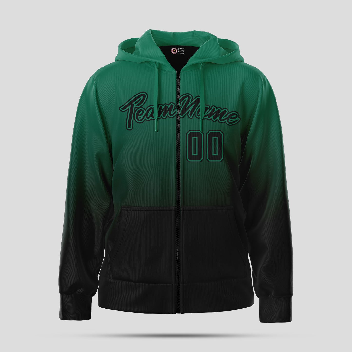 Custom High-Quality Green Black Pullover Hoodie Sweatshirt