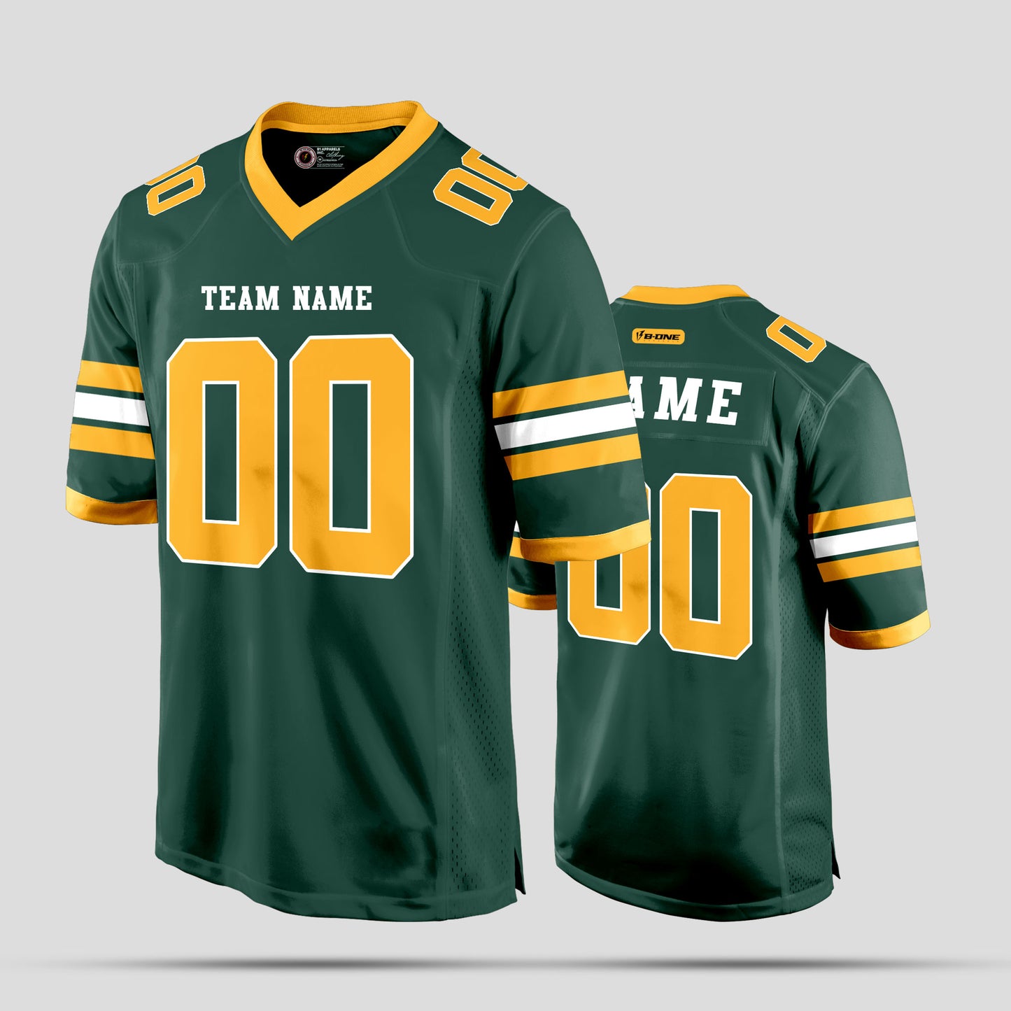 Custom High-Quality Green, Old Gold, and White Football Jersey with Personalized Design