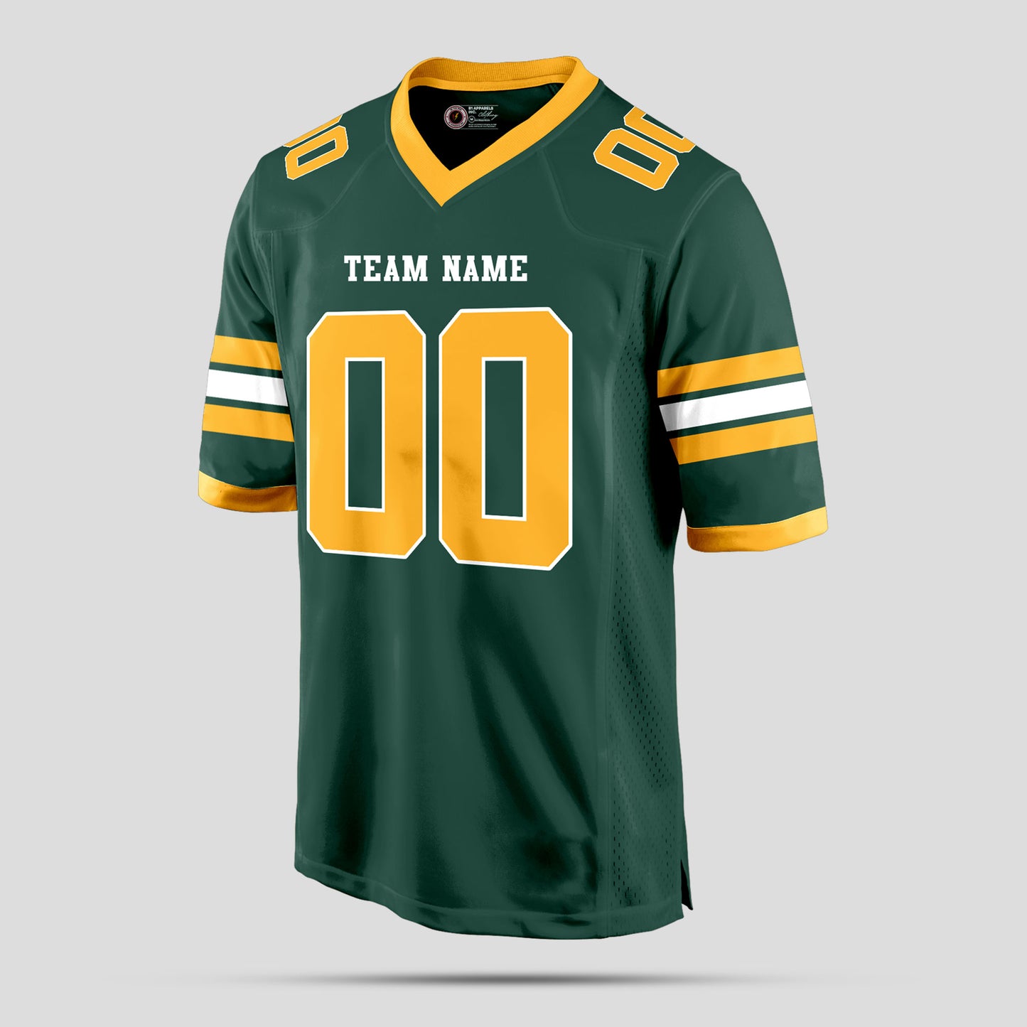 Custom High-Quality Green, Old Gold, and White Football Jersey with Personalized Design