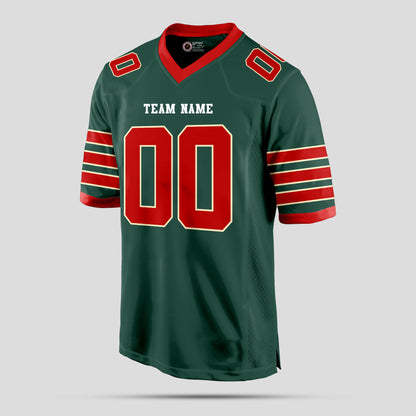 Custom High-Quality Green and Red Football Jersey with Personalized Design