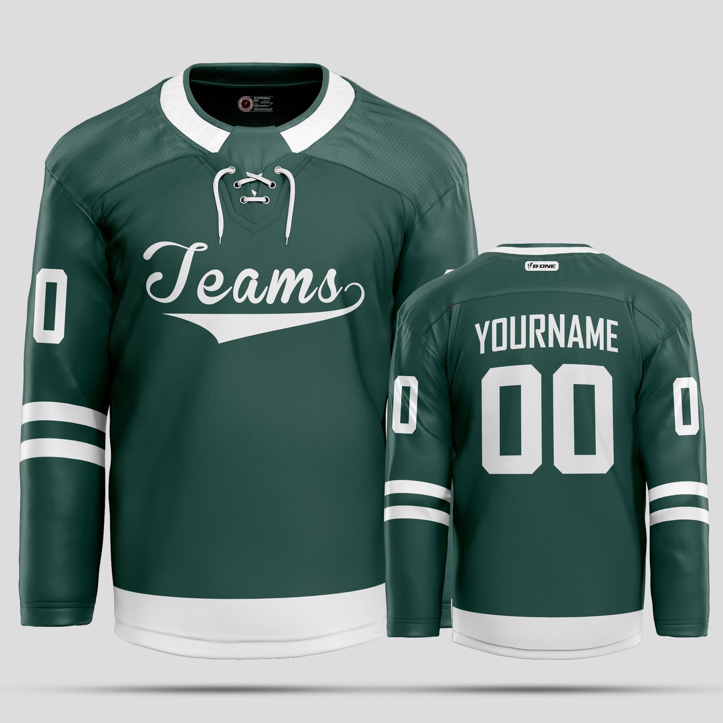 Custom High-Quality Green & White Ice Hockey Jersey