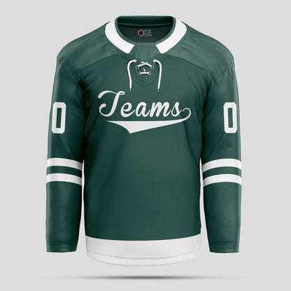 Custom High-Quality Green & White Ice Hockey Jersey