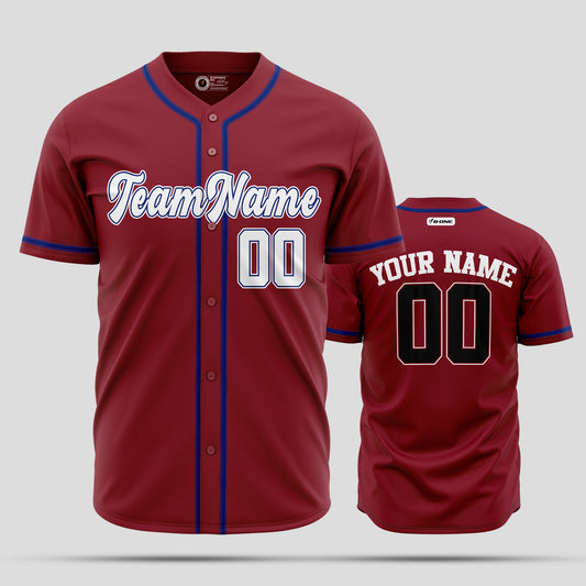 Custom High-Quality Maroon, Black & Blue Baseball Jersey