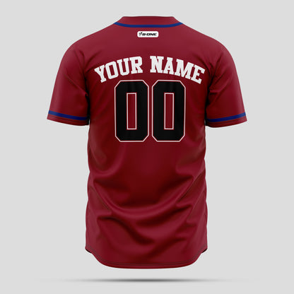 Custom High-Quality Maroon, Black & Blue Baseball Jersey